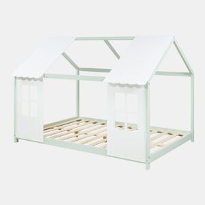 Cama de criança Tostedt em forma de casinha 140x200 cm - Verde mentabranco en.casa