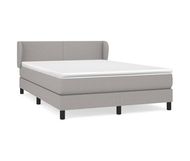 Cama box spring con colchón tela gris claro 140x190 cm diseño plano