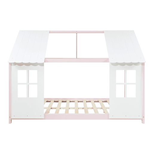 Cama de criança Tostedt em forma de casinha 140x200 cm - RosaBranco en.casa