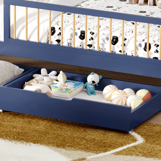 Conjunto de 2 gavetas de arrumação azul escuro para a cama