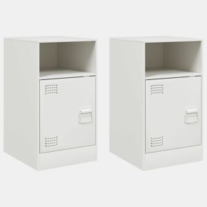 vidaXL Mesas de cabeceira 2 pcs 34,5x39x62 cm aço branco
