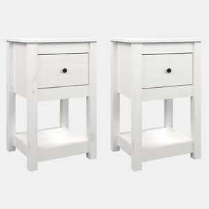 vidaXL Mesas de cabeceira 2 pcs 40x35x61,5 cm pinho maciço branco