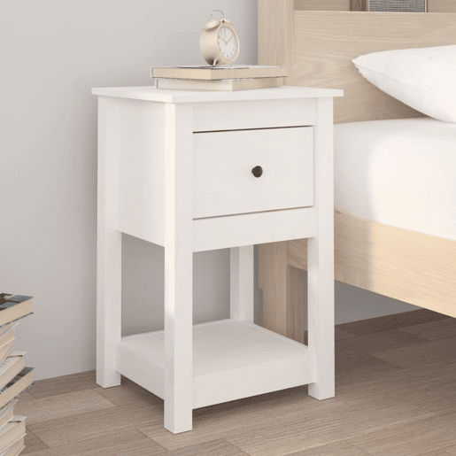 vidaXL Mesas de cabeceira 2 pcs 40x35x61,5 cm pinho maciço branco
