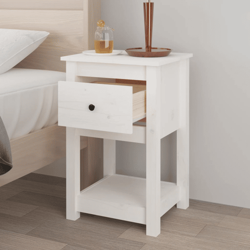 vidaXL Mesas de cabeceira 2 pcs 40x35x61,5 cm pinho maciço branco