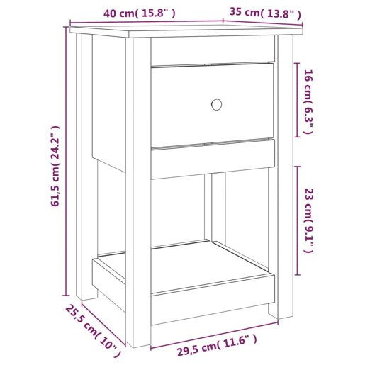 vidaXL Mesas de cabeceira 2 pcs 40x35x61,5 cm pinho maciço branco