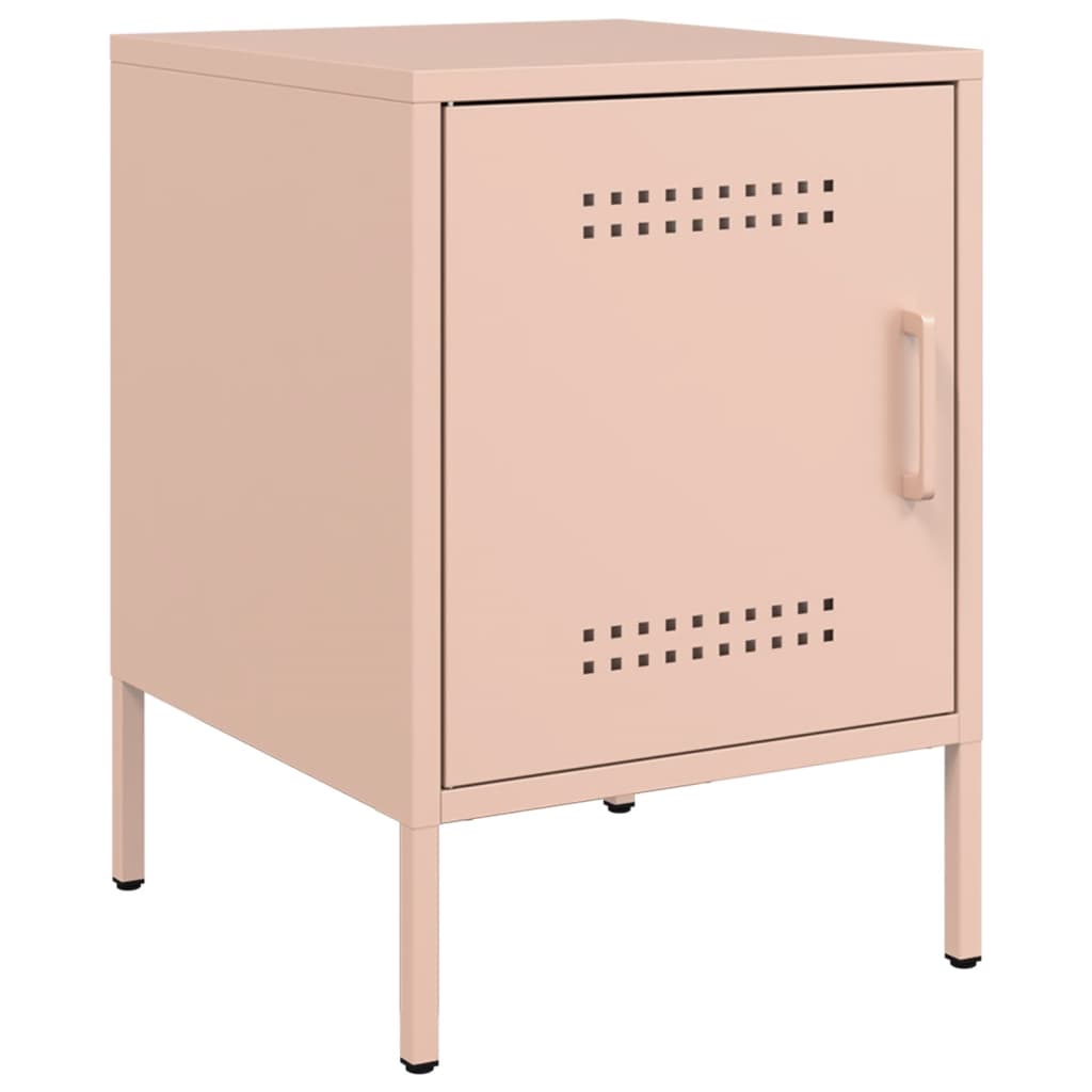 Vidaxl mesita de noche de acero rosa 36x39x50,5 cm