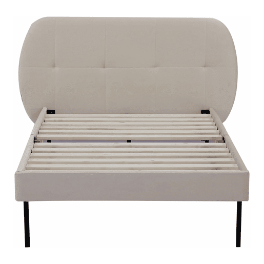 Cama estofada Porvoo com cabeceira de veludo com colchão 90x200cm - Bege en.casa