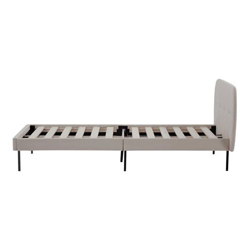 Cama estofada Porvoo com cabeceira de veludo com colchão 90x200cm - Bege en.casa