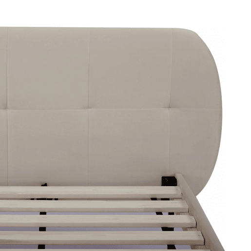 Cama estofada Porvoo com cabeceira de veludo com colchão 90x200cm - Bege en.casa