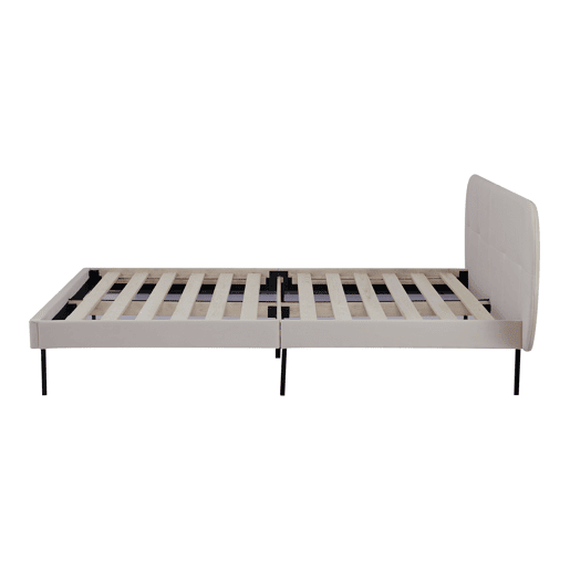 Cama estofada Porvoo com cabeceira de veludo com colchão 160x200cm - Bege en.casa