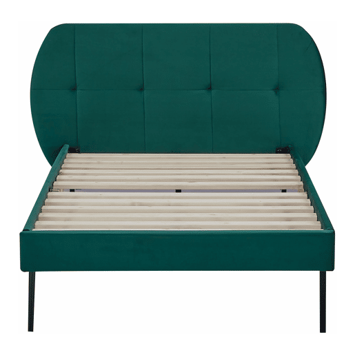 Cama estofada Porvoo com cabeceira de veludo com colchão 90x200cm - Verde escuro en.casa