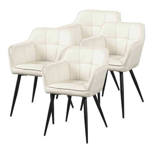 Conjunto de 4 cadeiras de jantar Birmingham com braços 81x57x53 cm - Bege en.casa