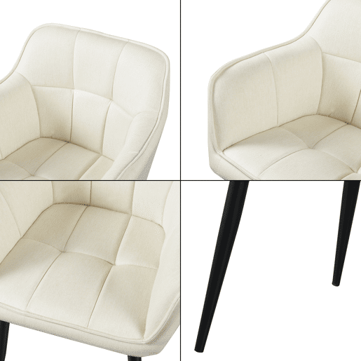 Conjunto de 4 cadeiras de jantar Birmingham com braços 81x57x53 cm - Bege en.casa