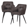 Conjunto de 2 cadeiras de jantar Birmingham com braços 81x57x53 cm - Castanho escuro en.casa