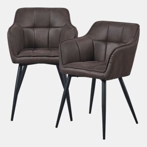 Conjunto de 2 cadeiras de jantar Birmingham com braços 81x57x53 cm - Castanho escuro en.casa