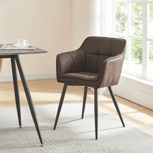 Conjunto de 2 cadeiras de jantar Birmingham com braços 81x57x53 cm - Castanho escuro en.casa Conjunto de 2 cadeiras de jantar Birmingham com braços 81x57x53 cm - Castanho escuro en.casa