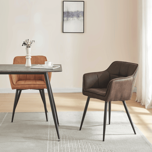 Conjunto de 2 cadeiras de jantar Birmingham com braços 81x57x53 cm - Castanho escuro en.casa Conjunto de 2 cadeiras de jantar Birmingham com braços 81x57x53 cm - Castanho escuro en.casa