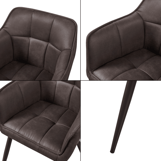 Conjunto de 2 cadeiras de jantar Birmingham com braços 81x57x53 cm - Castanho escuro en.casa Conjunto de 2 cadeiras de jantar Birmingham com braços 81x57x53 cm - Castanho escuro en.casa