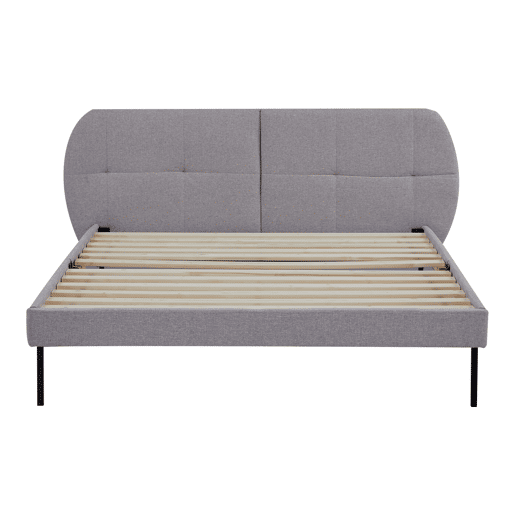 Cama estofada Porvoo com cabeceira têxtil e colchão 140x200cm - Cinzento en.casa
