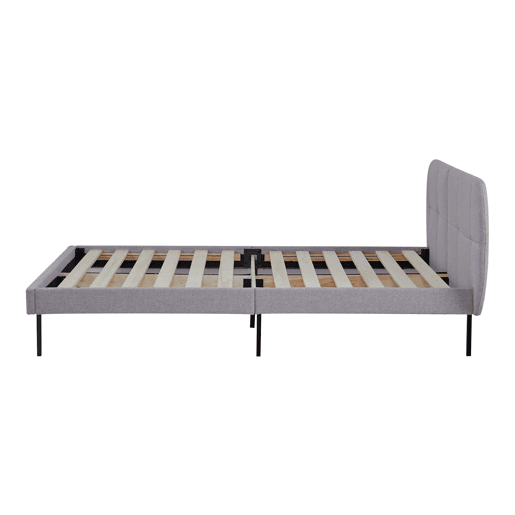 Cama estofada Porvoo com cabeceira têxtil e colchão 140x200cm - Cinzento en.casa