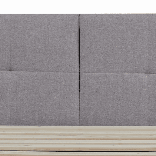 Cama estofada Porvoo com cabeceira têxtil e colchão 140x200cm - Cinzento en.casa
