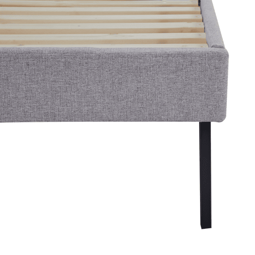 Cama estofada Porvoo com cabeceira têxtil e colchão 140x200cm - Cinzento en.casa