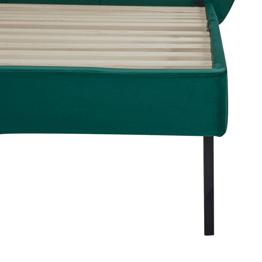 Cama estofada Porvoo com cabeceira de veludo com colchão 160x200cm - Verde escuro en.casa