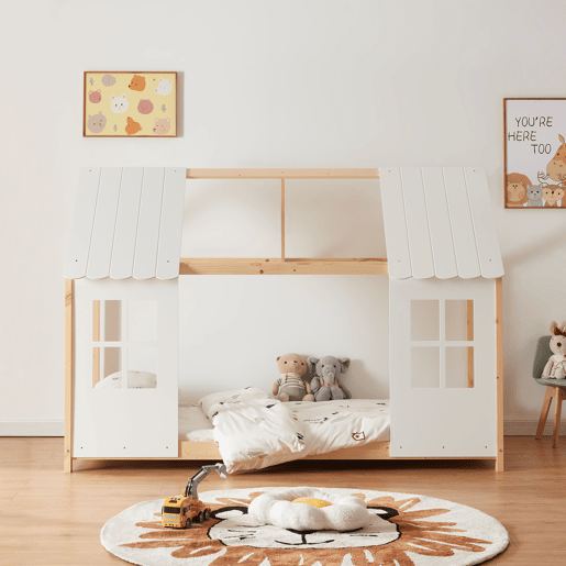 Cama de criança Tostedt com colchão 90x200 cm - MadeiraBranco en.casa