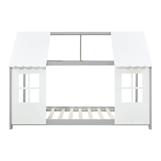 Cama de criança Tostedt em forma de casinha 90x200 cm - CinzentoBranco en.casa