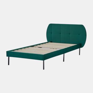 Cama estofada Porvoo com cabeceira de veludo 90x200cm - Verde escuro en.casa