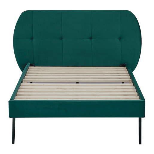Cama estofada Porvoo com cabeceira de veludo 90x200cm - Verde escuro en.casa