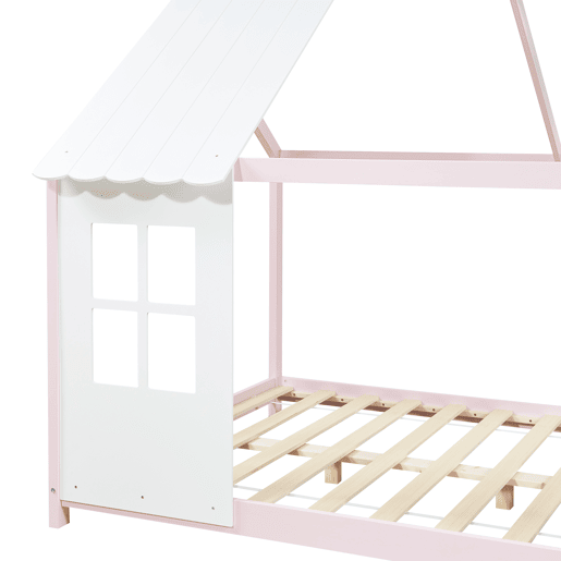 Cama de criança Tostedt em forma de casinha 120x200 cm - RosaBranco en.casa