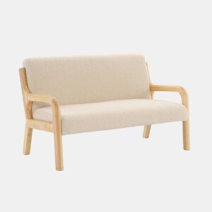 Banco de criança, madeira e tecido boucle, 2 lugares, Lorens kids, Beige, 45x81x50 cm