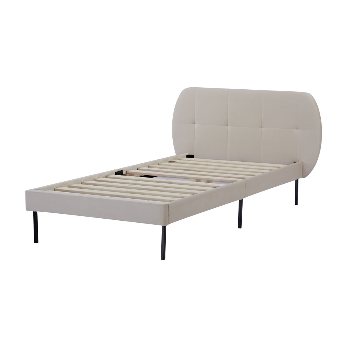 Cama tapizada Porvoo con cabecero somier terciopel 207x124 Beige