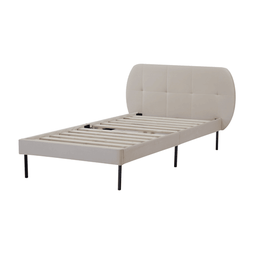 Cama estofada Porvoo com cabeceira de veludo 90x200cm - Bege en.casa