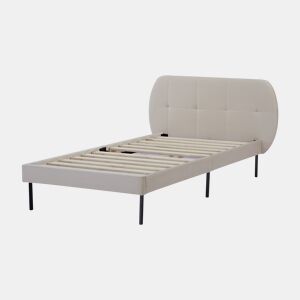 Cama estofada Porvoo com cabeceira de veludo 90x200cm - Bege en.casa