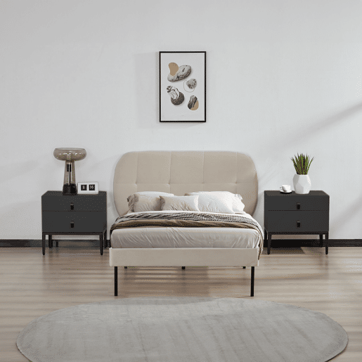 Cama estofada Porvoo com cabeceira de veludo 90x200cm - Bege en.casa
