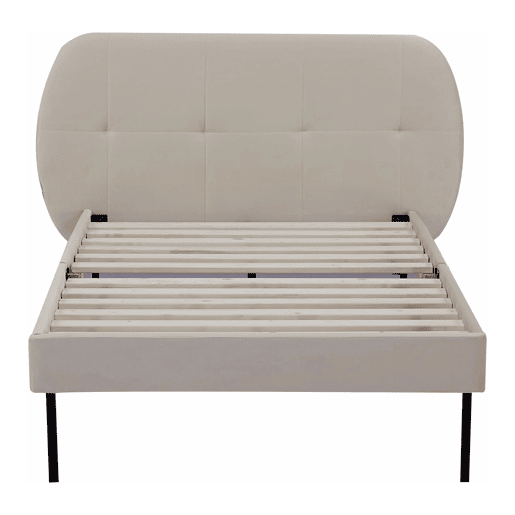 Cama estofada Porvoo com cabeceira de veludo 90x200cm - Bege en.casa