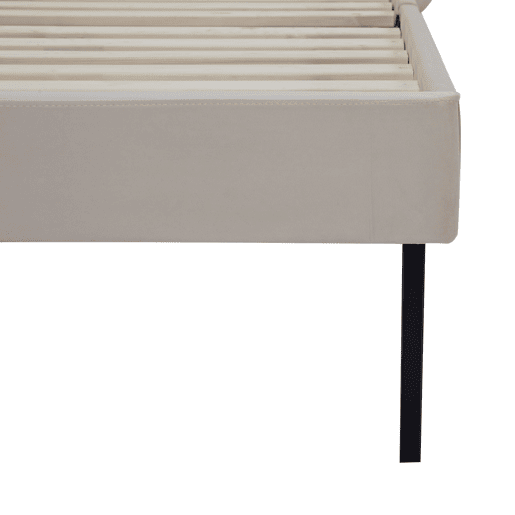 Cama estofada Porvoo com cabeceira de veludo 90x200cm - Bege en.casa