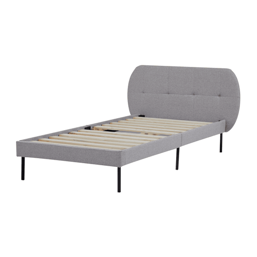 Cama estofada Porvoo com cabeceira têxtil 90x200cm - Cinzento en.casa Cama estofada Porvoo com cabeceira têxtil 90x200cm - Cinzento en.casa