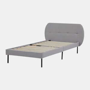 Cama estofada Porvoo com cabeceira têxtil 90x200cm - Cinzento en.casa