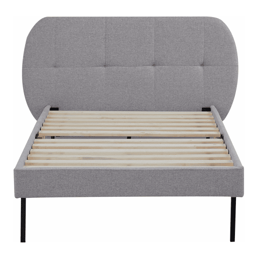 Cama estofada Porvoo com cabeceira têxtil 90x200cm - Cinzento en.casa Cama estofada Porvoo com cabeceira têxtil 90x200cm - Cinzento en.casa