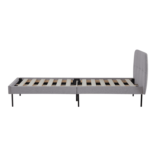 Cama estofada Porvoo com cabeceira têxtil 90x200cm - Cinzento en.casa Cama estofada Porvoo com cabeceira têxtil 90x200cm - Cinzento en.casa