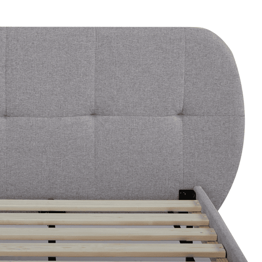 Cama estofada Porvoo com cabeceira têxtil 90x200cm - Cinzento en.casa Cama estofada Porvoo com cabeceira têxtil 90x200cm - Cinzento en.casa