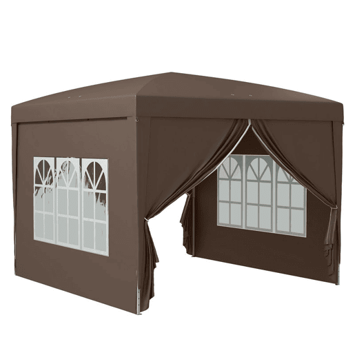 Outsunny Tenda de Jardim com Paredes Laterais Amovíveis Janelas Porta com Fecho de Correr e Bolsa de Transporte 295x295x196-258 cm Café Outsunny Tenda de Jardim com Paredes Laterais Amovíveis Janelas Porta com Fecho de Correr e Bolsa de Transporte 295x295x196-258 cm Café
