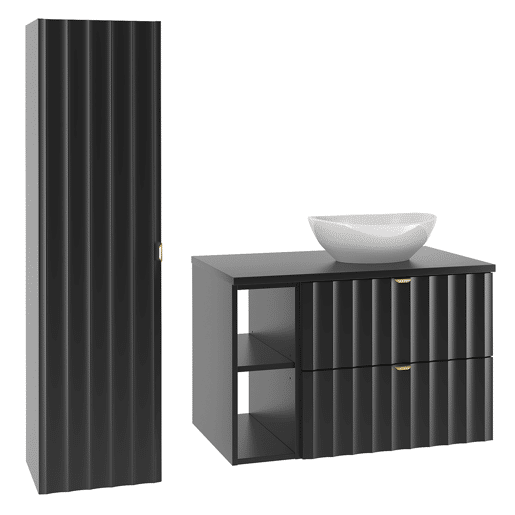 Móvel de toucador simples 80cm 2 nichos com coluna Lexa Preto