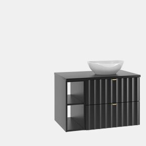 Móvel de toucador simples 80cm 2 nichos com coluna Lexa Preto