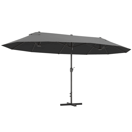 Outsunny Guarda-sol Duplo 4,6x2,7 m para Terraço Exterior com Manivela Manual, Resistente à Água e Proteção Solar. Guarda-sol Grande para Terraço, Praia e Piscina - Cinzento