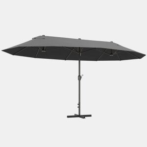 Outsunny Guarda-sol Duplo 4,6x2,7 m para Terraço Exterior com Manivela Manual, Resistente à Água e Proteção Solar. Guarda-sol Grande para Terraço, Praia e Piscina - Cinzento