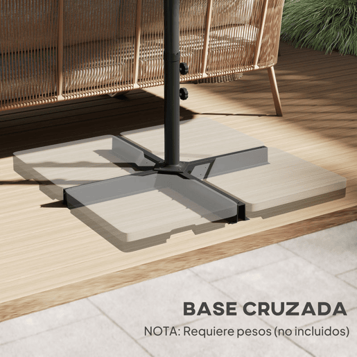 Outsunny Guarda-sol Duplo 4,6x2,7 m para Terraço Exterior com Manivela Manual, Resistente à Água e Proteção Solar. Guarda-sol Grande para Terraço, Praia e Piscina - Cinzento